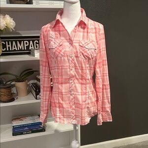 Pink Plaid Women's Button-Up Shirt